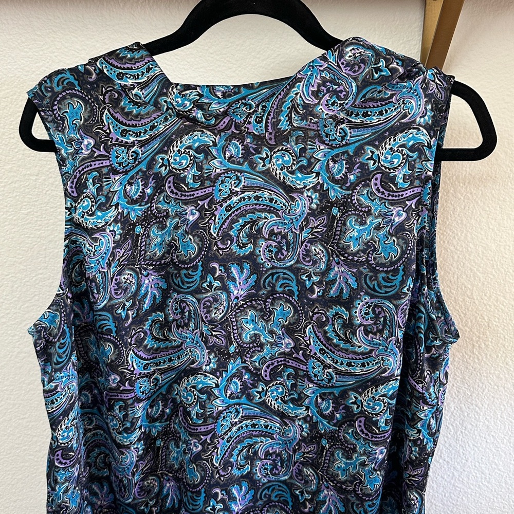 Talbots sleeveless blouse vibrant blue and purple - Picture 5 of 8